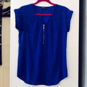 Office Appropriate Short Sleeve Blouse with Zipper